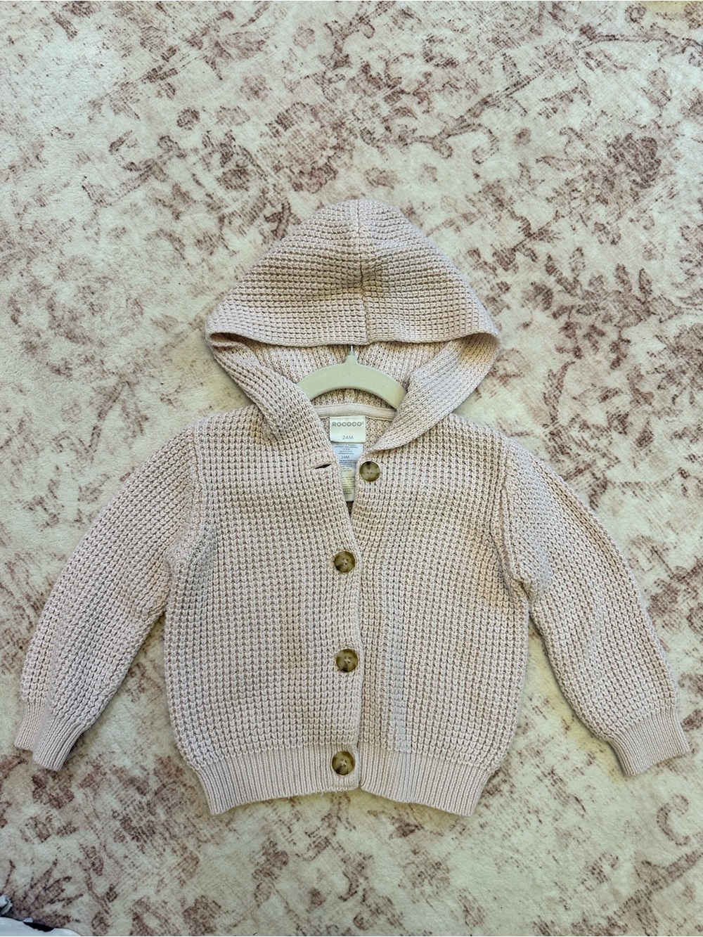 24 Months Sized Rococo Light Pink Knit Hooded Cardigan
